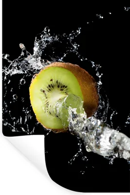 Produktbild von MuchoWow® Wandtattoo Wandsticker Wandaufkleber Kiwi - Obst - Stillleben - Wasser - Schwarz 60x90 cm Selbstklebend und Repositionierbar - Sticker - Dekorfolie