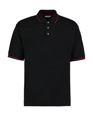 Produktbild von Kustom Kit Herren T-Shirt Polohemd kurzarm Poloshirt Polo Shirt, Größe:XL, Farbe:Black/Red