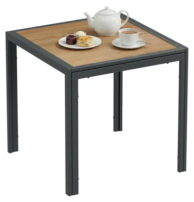 Produktbild von Gartentisch Balkontisch - Quadratischer Terrassentisch 75x75x72 cm - Metallgestell - Rutschfeste DPC-Tischplatte - Für kleinen Balkon - Grau