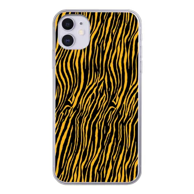 Produktbild von MuchoWow® Handyhülle Schutzhülle Hülle für iPhone 11 Tigerdruck - Schwarz - Orange Silikon Softcase Handy Hülle - Handytasche
