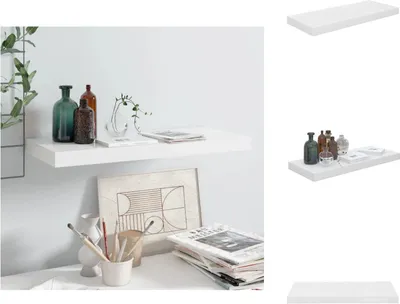 Image de vidaXL Étagère suspendue blanc brillant 60x23,5x3,8 cm MDF - Étagères murales