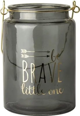 Produktbild von Gusta Glas Teelichthalter + Text Be Brave Little One 15cm Blau/Transparent