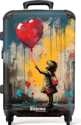 Produktbild von NoBoringSuitcases.com® Großer Koffer - Mädchen mit Luftballon im Graffiti-Stil - Kombinationsschloss TSA - Hartschalen Trolley 4 Rollen - 72 liter - Reisekoffer - 66 cmKoffer Mittelgroß 67x43x25 cm, 72L,