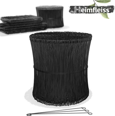 Produktbild von Heimfleiss® Ösendraht Betonbindedraht 1,4 x 200 mm (1000 Stk.) - PVC ummantelter Rödeldraht in schwarz - Bindedraht für Drillapparat
