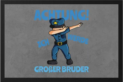 Produktbild von Ich Werde Großer Bruder Fußmatte Ankündigung Schwangerschaft Polizist Dab Babynews
