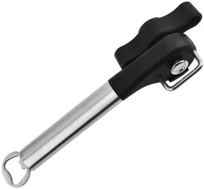 Obrázok produktu pre Ibenzoa® otvárač na konzervy a fľaše z nehrdzavejúcej ocele – 2 v 1, ergonomická rukoväť, bezpečné rezné ostrie bez ostrých hrán, kompaktný a vhodný do umývačky riadu