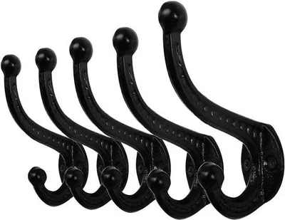 Image de Crochets muraux métalliques noirs, lot de 5