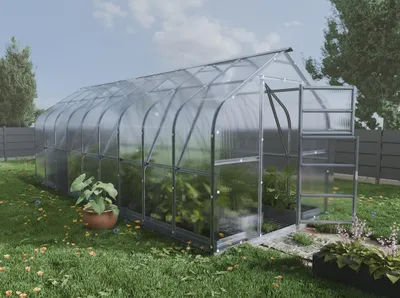 Gewächshaus KLASIKA STANDART 15 (2,5 x 6 m) mit fundament, 6 mm Polycarbonat und dachluken mit autom