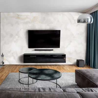Produktbild von dedeco Wohnzimmerrückwand TV-Wand Wandpaneel Wohnrückwand Rückwand Tapetenersatz, Motiv: Marmor V12, 300 x 150 x 0,5cm, Nano-Protect: matt, wasserfest, robust, als Wandverkleidung aus Hartschaum PVC
