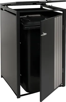 Immagine prodotto di 1 coperchio per bidone HWC-O67, bidone con coperchio, metallo 122x68x84cm 35kg ~ acciaio inox antracite