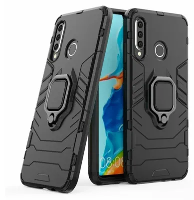 Produktbild von Ring Armor Kickstand Panzerhülle Bumper für iPhone 12 Silikon Hard Case Hülle Tasche Panzerschale Panzer Schwarz