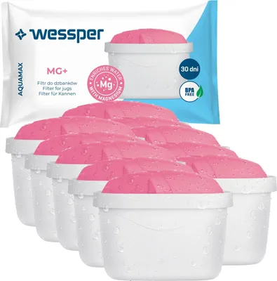 Zdjęcie produktu dla Wessper filtr do wody magnezowy 10 sztuk | zamiennik do Dafi Unimax Aquaphor A5 BRITA Maxtra+ PHILIPS AWP212/10 dzbanek filtrujący | wkład filtrujący do wody