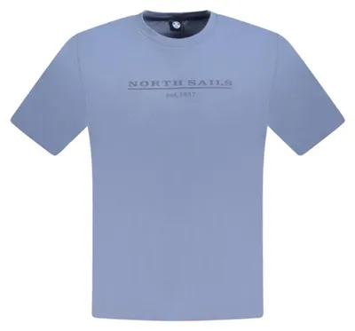 Produktbild von Kurzarm-Herren T-Shirt Blau mit Druck und Rundhalsausschnitt
