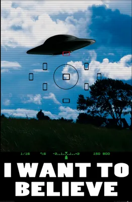 Produktbild von UFOs Kunstdruck Bild - I Want To Believe, Fadenkreuz (120 x 80 cm)