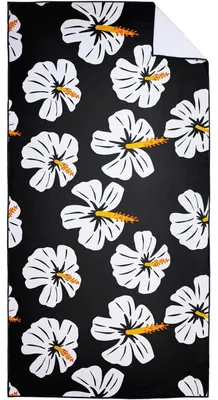 Produktbild von Mikrofaser Strandtuch 90x180 cm Hibiskus Motiv Schnelltrocknend mit Tasche