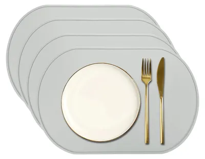 Image de Sets de 4 sous-assiettes ovales en silicone antidérapantes 39 x 25 cm