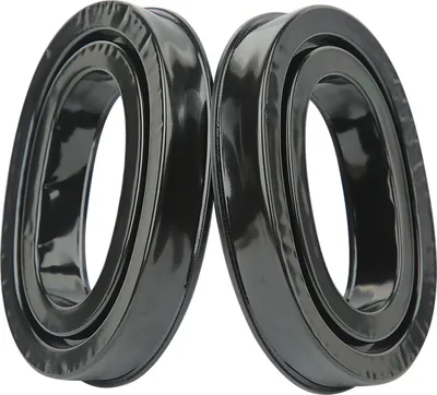 Two black ear pads for headphones are shown against a white background.