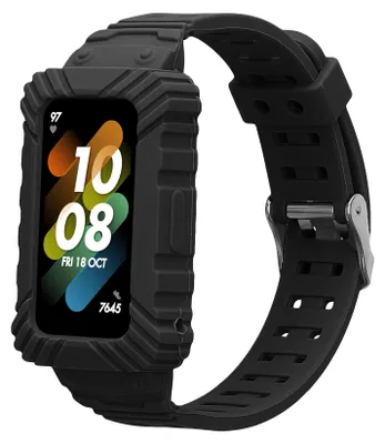 Produktbild von kwmobile Sportarmband kompatibel mit Huawei Band 9 / Band 8 7 6 Pro / Honor Band 7 6 - Armband TPU Silikon für Fitnesstracker - mit Schutz Bumper