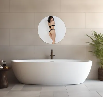 Produktbild von Wallario wasserfestes Poster selbstklebend 60 x 60 cm, Bikinifigur, Badezimmerposter Spritzschutz mit Hochglanzoberfläche in Glasoptik