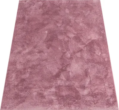 Image de Tapis de salon en Fourrure artificielle Shaggy à poils longs Lavable en machine Doux Uni Rose Mauve Taille 80 cm Rond
