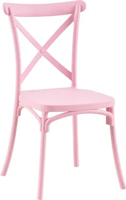 A single pink chair on a white background.