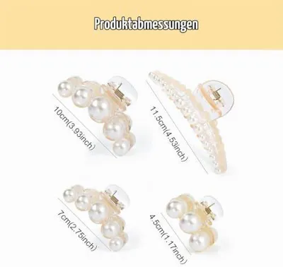 Produktbild von 4 Stück Haarklammer Perlen, Haarspangen Damen, e Elegante | Französische Perlen Damen Haarspangen, Haarspangen, Haar Zubehör, Geeignet für Hochzeiten, Partys, Alltag
