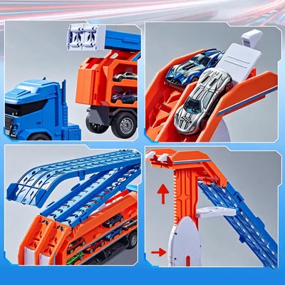 Produktbild von Spiel-Parkgarage Spiel-Parkgarage Autotransporter Spielzeug, LKW Parkhaus mit Rennbahn