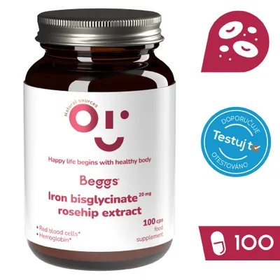 Obrázek produktu pro Beggs Iron bisglycinate 20 mg, rosehip extract, 100 kapslí