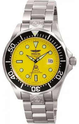 Obrázek produktu pro Invicta Grand Diver 3048 Pánské Hodinky - Automatické Hnutí - Nerezová Ocel se Žlutým Ciferníkem - 47 mm