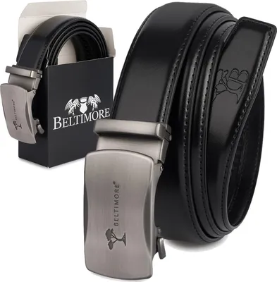 Produktbild von Beltimore Herren Ledergürtel Automatik Schnalle Echtleder 110 cm 3,5 cm Schwarz
