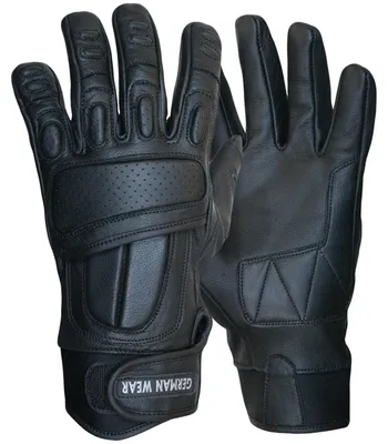 Produktbild von Motorradhandschuhe Motorrad Biker Handschuhe Lederhandschuhe Schwarz, Größe:11=2XL