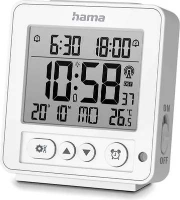Immagine prodotto di Hama Digitaler Funkwecker Rhodos, LCD, Weiß (00185894)