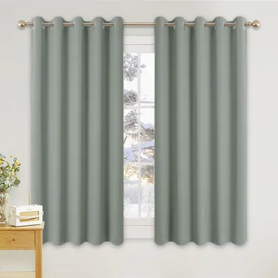 Immagine prodotto di Tende oscuranti termiche con passanti, set da 2, color verde salvia, 137x167 cm