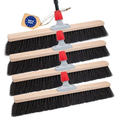 Zdjęcie produktu dla Novaliv 4x miotła z naturalnego włosia 50 cm | z trzonkiem | trzonek teleskopowy | włosie końskie, czarne | miotła do wnętrz | miotła do śniegu | miotła uniwersalna | miotła domowa | do użytku wewnątrz
