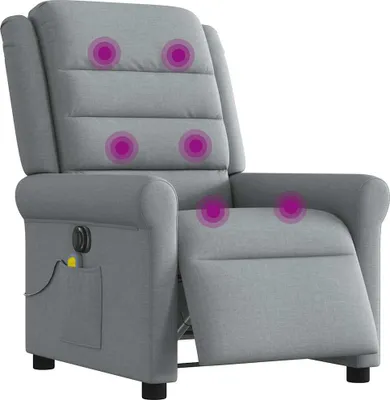 Image de vidaXL Fauteuil de massage électrique Tissu gris clair