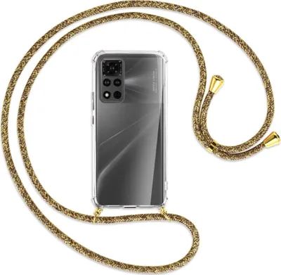 Produktbild von Handykette Backcover-Schutzhülle mit Band (Metall goldfarben) für Honor View 40 Pro (V40 Pro, 6.6'') - braun+beige