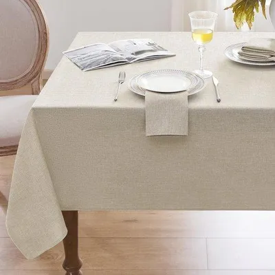 Image de Nappe de jardin imperméable 140 x 140 cm, aspect polyester 210 g/m², lavable, pour l'extérieur, la terrasse, les mariages