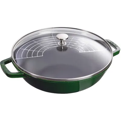 Produktbild von Zwilling Wok 30 cm mit Deckel Gusseisen Basilikum-gruen