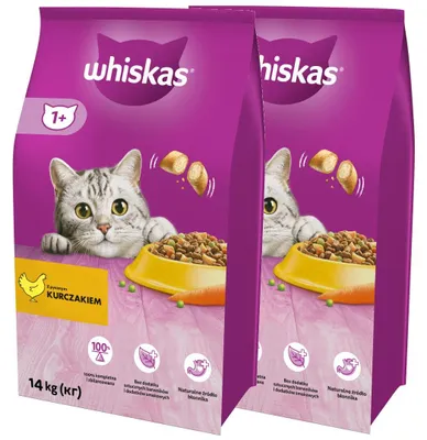 Zdjęcie produktu dla Sucha Karma Whiskas Adult 2x14kg Dla Kotów Z Kurczakiem I Warzywami