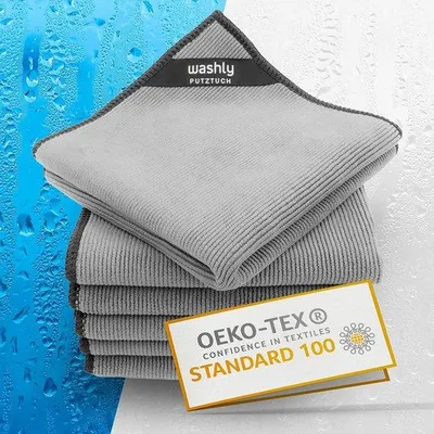 Produktbild von Unyqoos® 6er-Pack Mikrofasertücher Grau 430 g/m² – extra dick, ultra-absorbierend, weich & fusselfrei, Haushalts-Reinigungstücher
