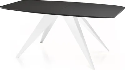 Obrázek produktu pro Rozkládací jídelní stůl v loftovém stylu - Industriální stůl s bílými kovovými nohami - Moderní design do obývacího pokoje - 160 cm Rozkládací až na 200 cm - Černá barva
