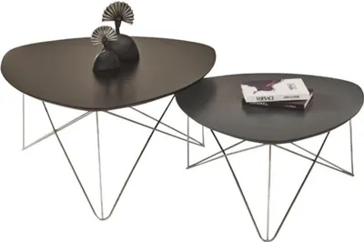 Image de Groupe Table basse Table d'appoint Gris Set de 2 pièces Table en bois