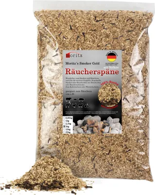 Produktbild von Moritz 5kg Räucherspäne Buche mit Nelke fein 0,75 -2 mm Räuchern I Kalträuchern von Fisch Fleisch Wurst Käse Gemüse auch für BBQ I Grill - Räuchermehl