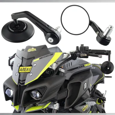 Produktbild von Area1 Premium Motorrad Lenkerendenspiegel e- CNC Motorrad Rückspiegel Set (Rechts+Links) Kompatibel mit BMW Yamaha Honda Kawasaki KSR Moto Suzuki