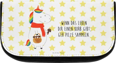 Produktbild von Mr. & Mrs. Panda Kosmetiktasche Einhorn Pilz - Weiß - Geschenk, Kulturbeutel, Unicorn, Pilze, Motivation, Necessaire, Spruch, schmink organizer, Einhörner, Kulturtasche
