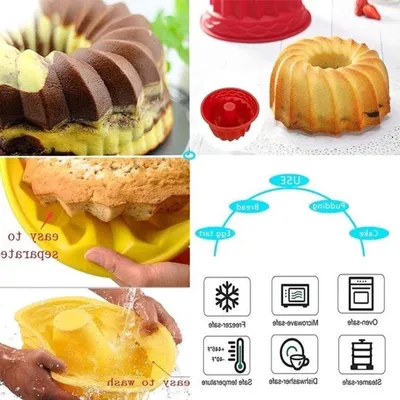12 Mini Silikonbackformen für Muffins, Torten und Schokoladenpudding - Wiederverwendbare Turbanform