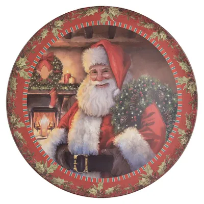 Produktbild von Clayre & Eef Unterteller Ø 40 cm Rot Kunststoff Weihnachtsmann