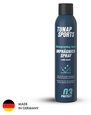 Produktbild von TUNAP SPORTS Imprägnierspray 300 ml | Fluorfrei & PFAS-frei | Schützt zuverlässig vor Nässe & Schmutz | Wirkt ab der 1. Anwendung | Vielseitig für Schuhe, Kleidung & Zelte | Germany