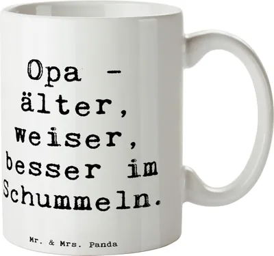 Produktbild von Mr. & Mrs. Panda Tasse Spruch Opa Weisheit - Weiß - Geschenk, Teetasse, Geschenke, Freude, Familie, Kaffeetasse, Großpapa, Pott, Familienmitglieder, unvergesslich.