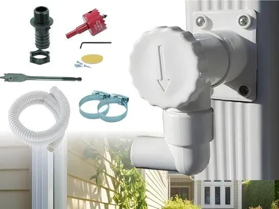 Produktbild von Regenwassersammler Komplettset - rechteckige Rohre 60 x 80 mm - weiß